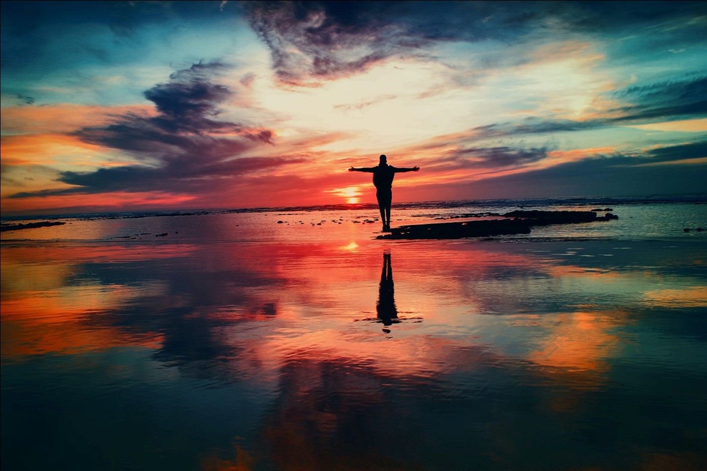 A person standing on a beach